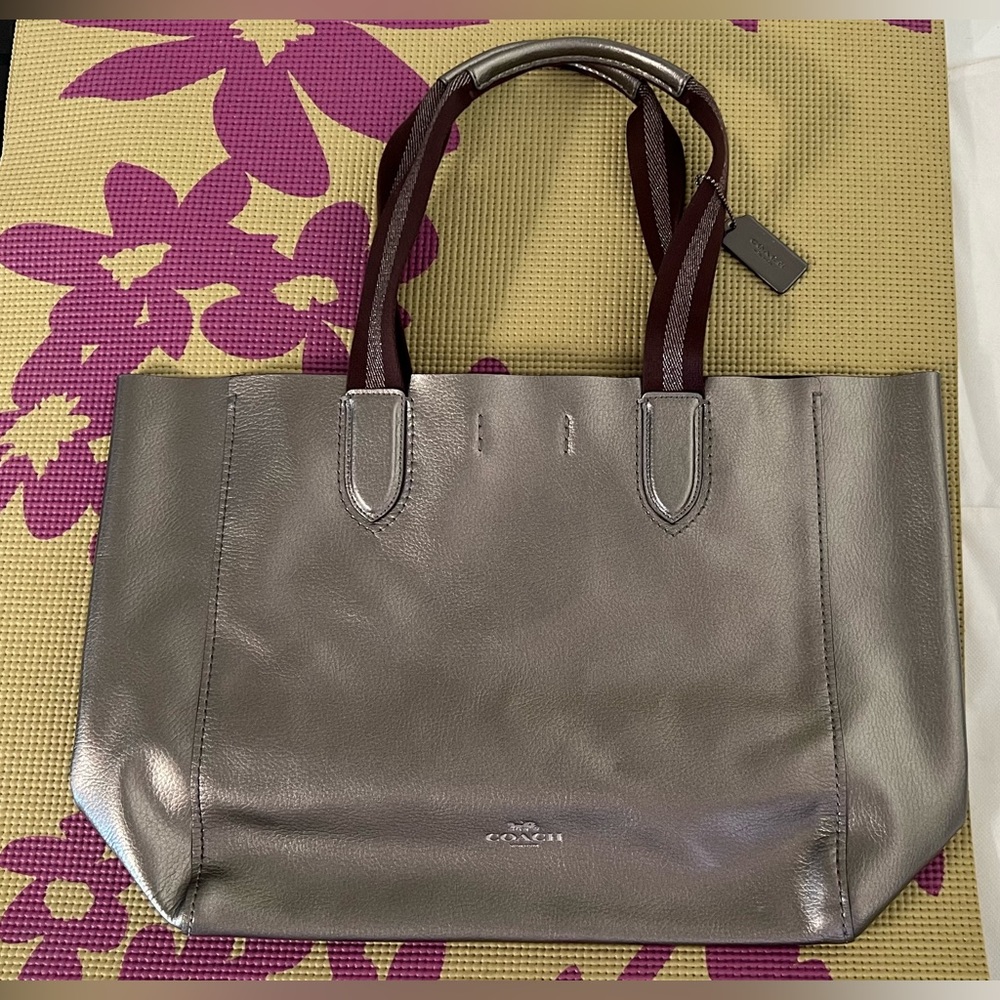 Coach Metallic Gray Derby Large Tote